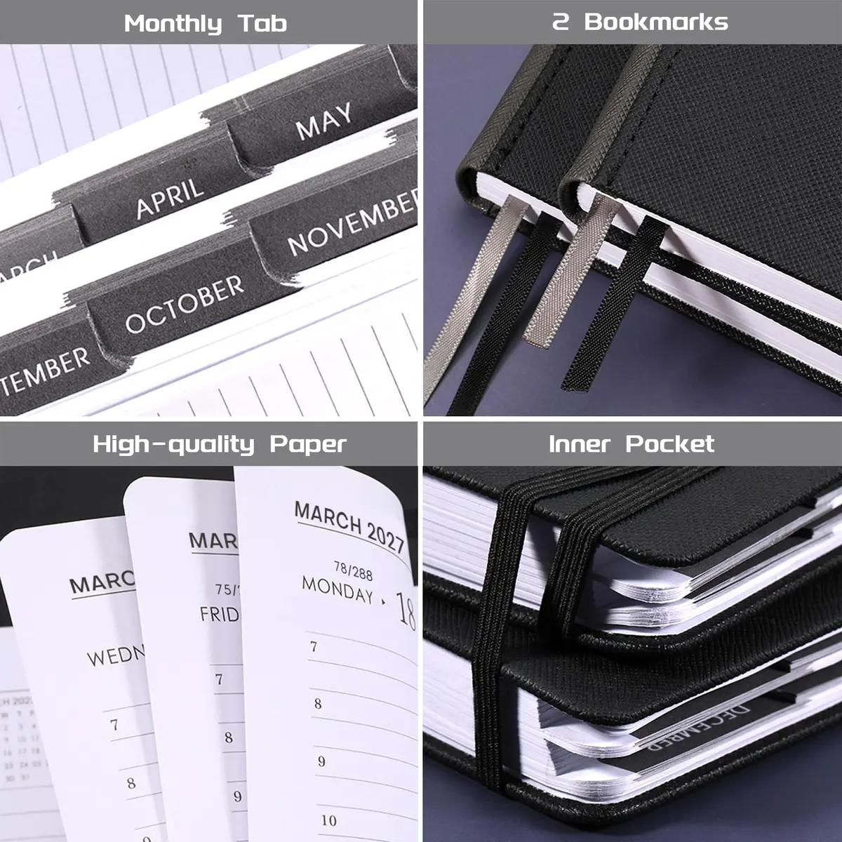 Feteulo 2027 Appointment Book & Planner - Jan-Dec 2027 | Daily Hourly Schedule, Faux Leather Cover, Premium Paper, Pen Holder, Inner Pocket - view 6