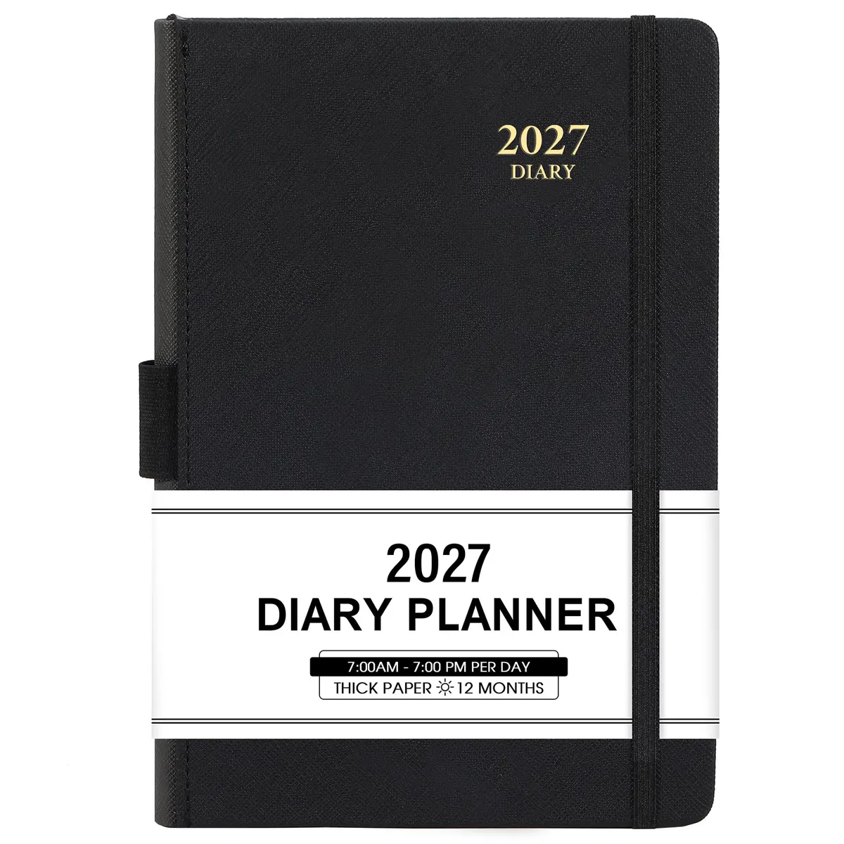 Feteulo 2027 Appointment Book & Planner - Jan-Dec 2027 | Daily Hourly Schedule, Faux Leather Cover, Premium Paper, Pen Holder, Inner Pocket - main product image