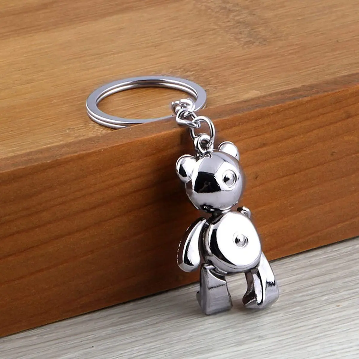 Katenpid Silver Keychain with Removable Limbs | Cute Metal Teddy Bear Accessory (70-120 chars) - view 3