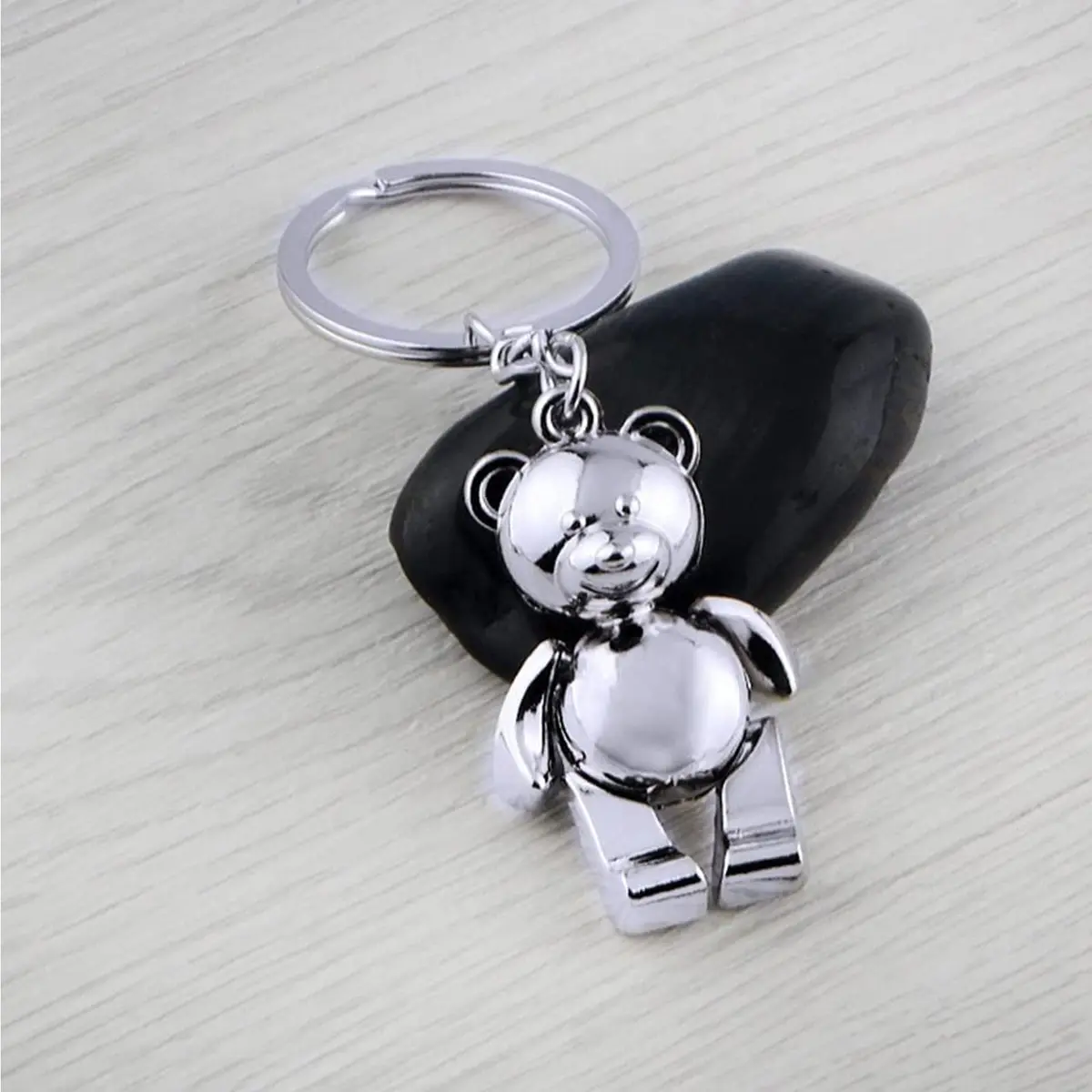 Katenpid Silver Keychain with Removable Limbs | Cute Metal Teddy Bear Accessory (70-120 chars) - view 4