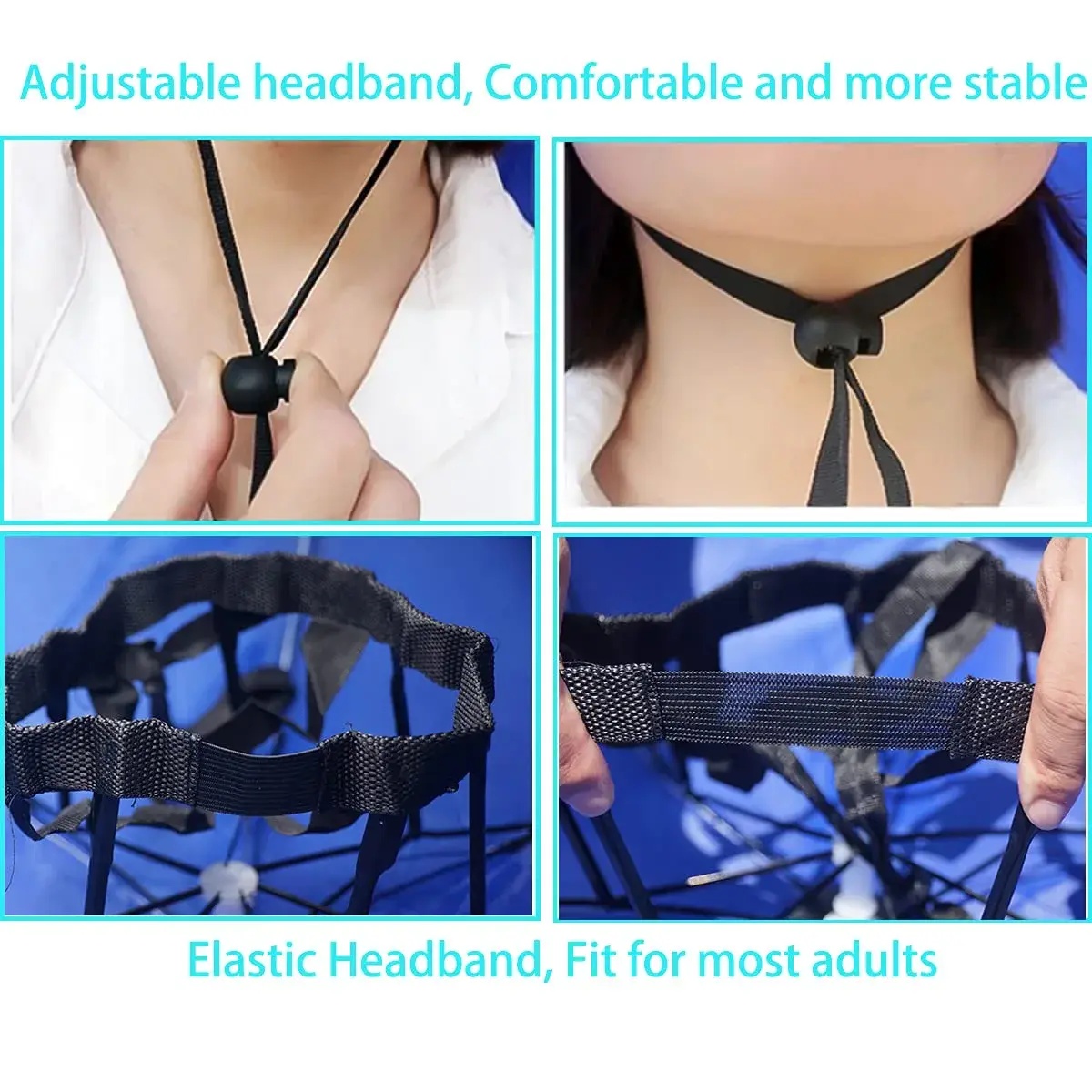 Bocampty Umbrella Hat, 37 inch Diameter, Blue | Hands-Free UV Protection for Fishing & Outdoors - view 4