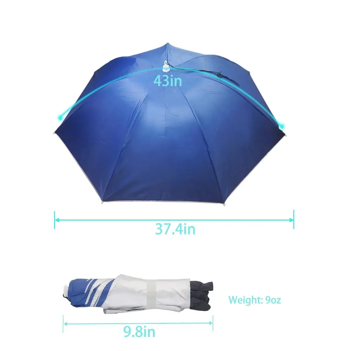 Bocampty Umbrella Hat, 37 inch Diameter, Blue | Hands-Free UV Protection for Fishing & Outdoors - view 6