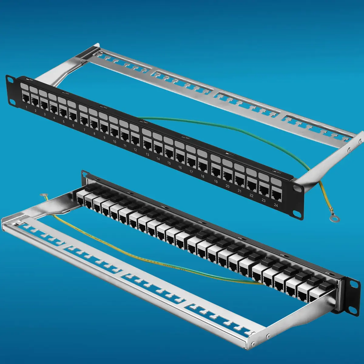 Rapink 24-Port Cat6A Shielded Patch Panel 19-Inch | 10Gbps STP Network Panel with Toolless Keystone Couplers - view 5