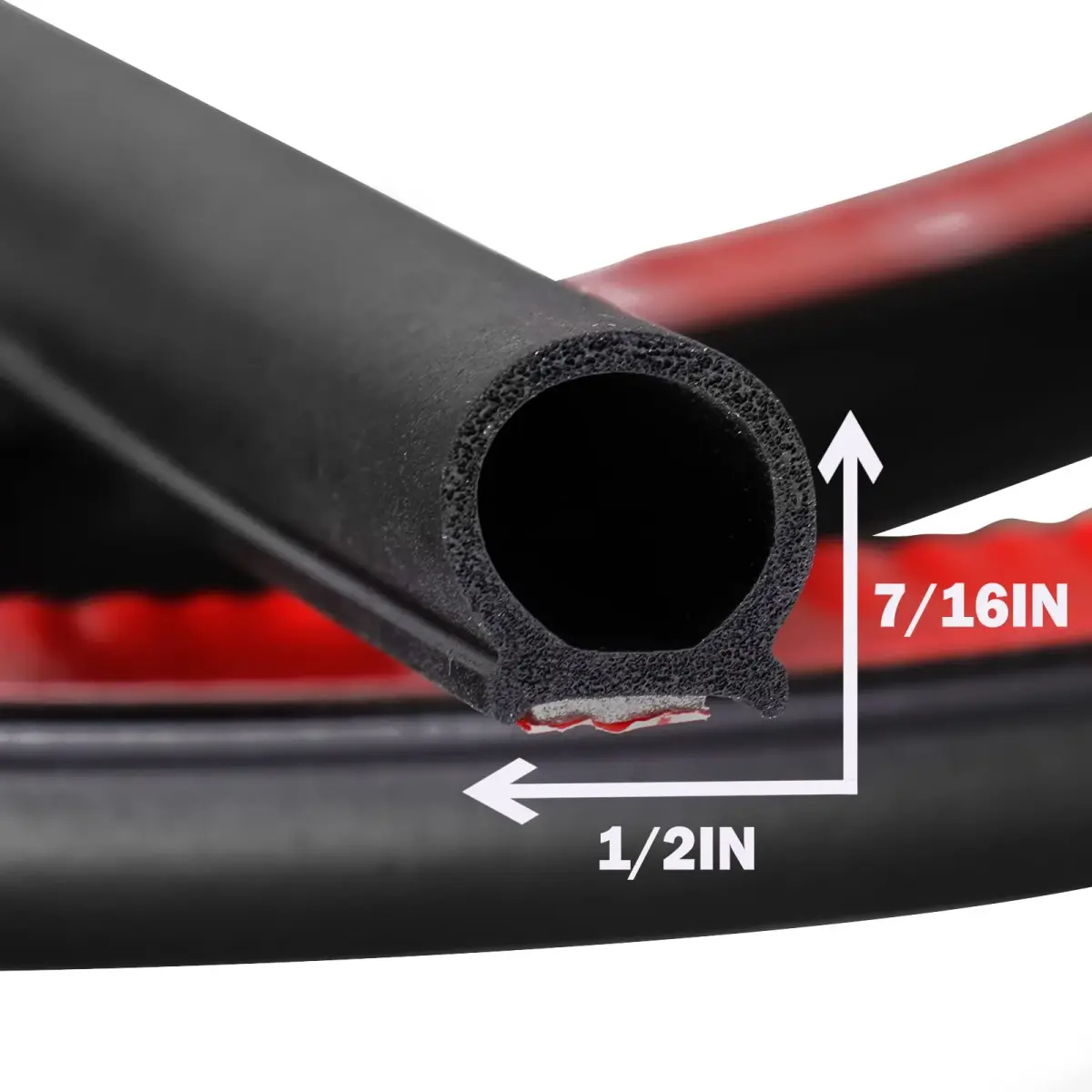 GoldWheel D-Shape Weather Stripping 1/2"×7/16" (13mm x 11mm) 25ft | Heavy Duty EPDM Rubber Seal for Automotive & Home - view 2