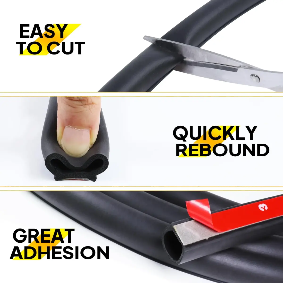 GoldWheel D-Shape Weather Stripping 1/2"×7/16" (13mm x 11mm) 25ft | Heavy Duty EPDM Rubber Seal for Automotive & Home - view 4