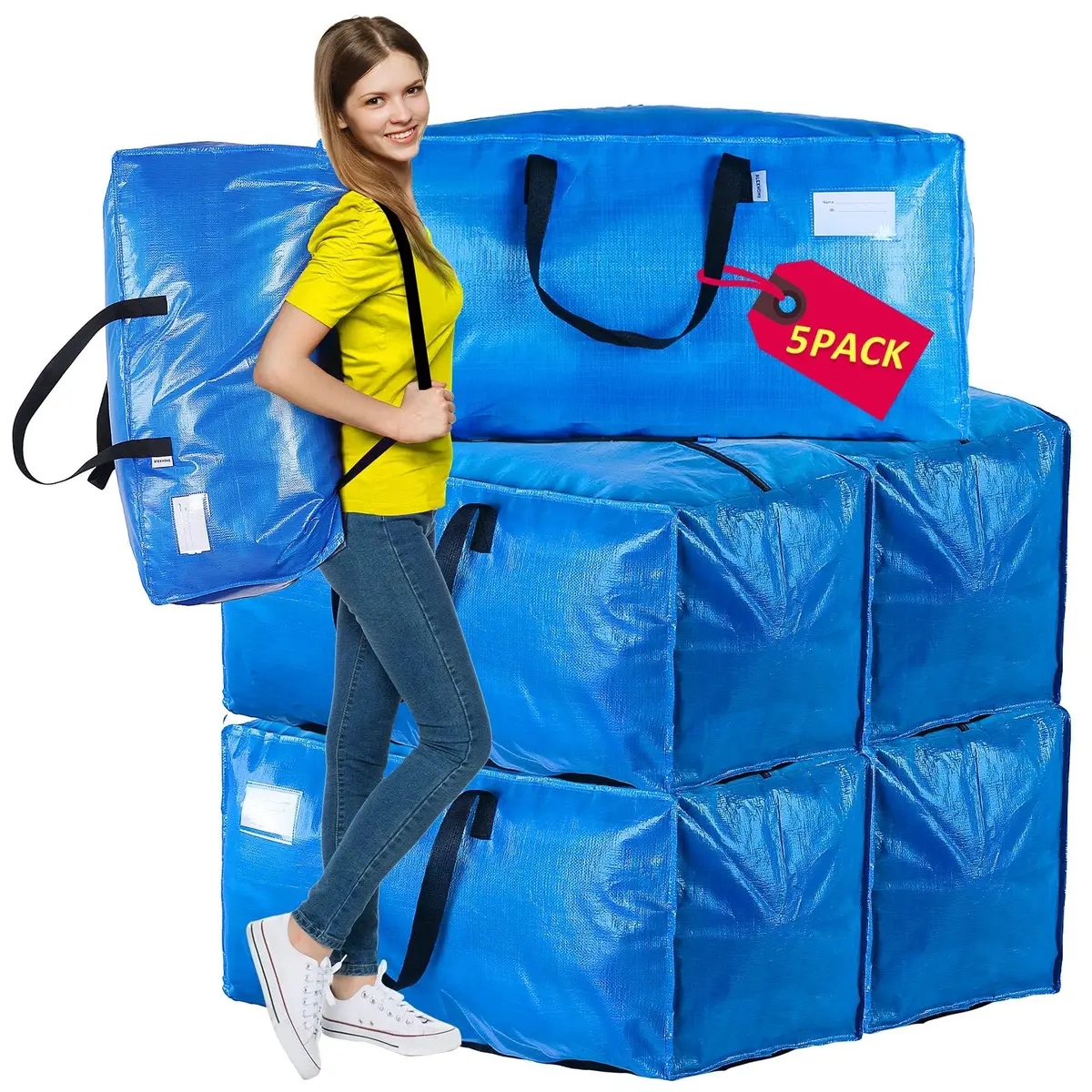 AlexHome Heavy Duty Extra Large Packing Bags for Moving | Waterproof, Tear-Resistant, 24 Gallon Capacity - main product image