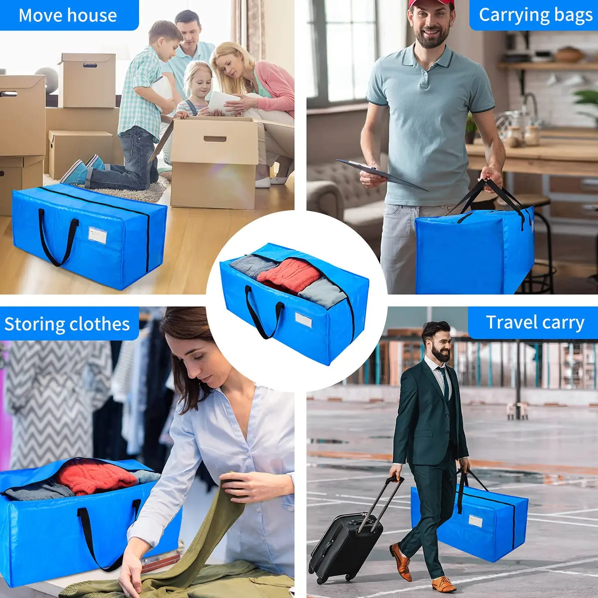 AlexHome Heavy Duty Extra Large Packing Bags for Moving | Waterproof, Tear-Resistant, 24 Gallon Capacity - view 6