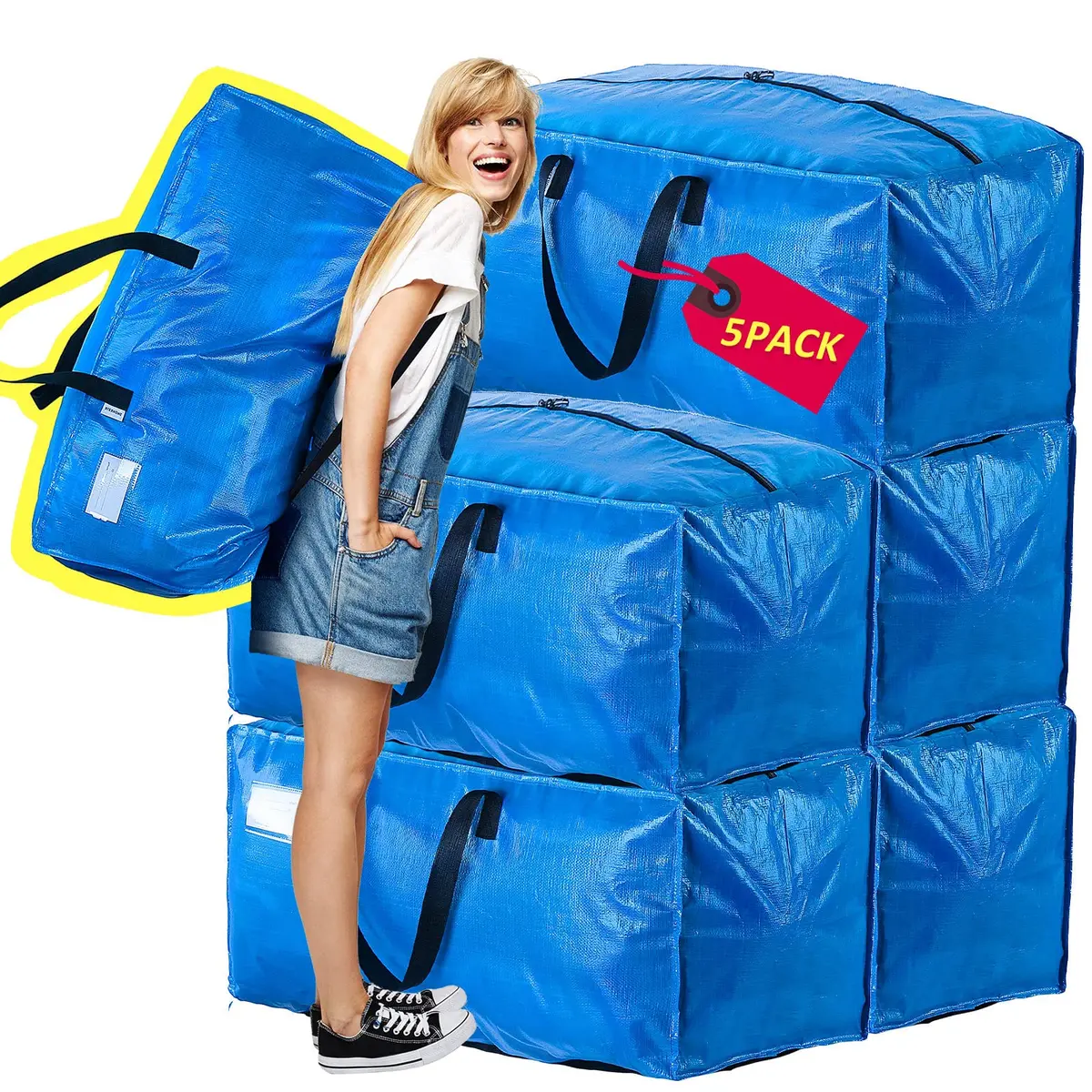 AlexHome Heavy Duty Extra Large Packing Bags for Moving | Waterproof, Tear-Resistant, 24 Gallon Capacity - view 8