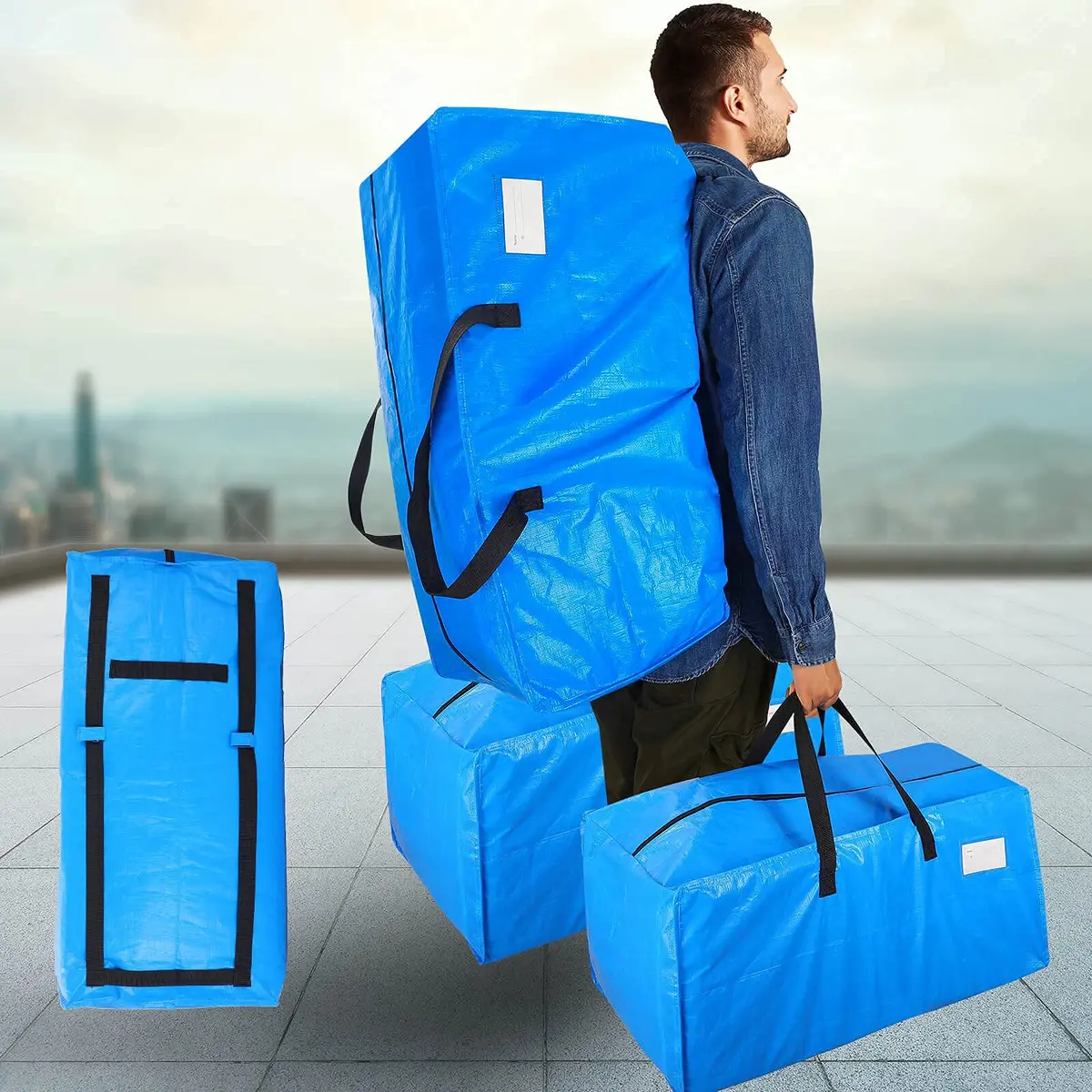 AlexHome Heavy Duty Extra Large Moving Bags 29"L x 14"H x 15"D | Waterproof, Tear-Resistant, 7 Pack - view 5