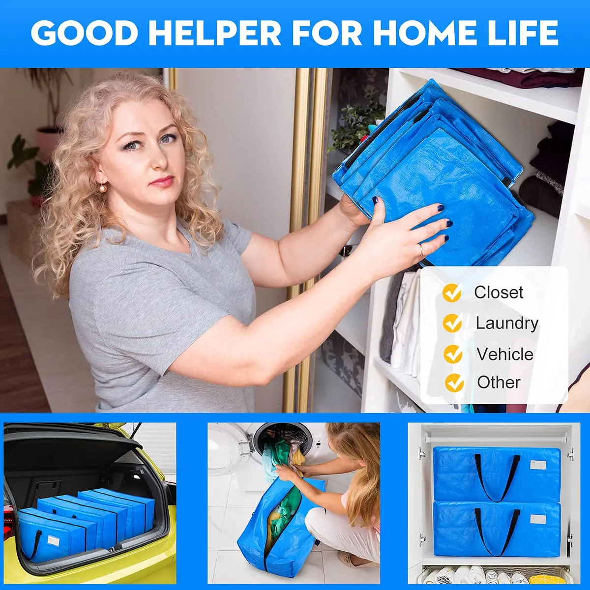 AlexHome Heavy Duty Extra Large Moving Bags 29"L x 14"H x 15"D | Waterproof, Tear-Resistant, 7 Pack - view 7