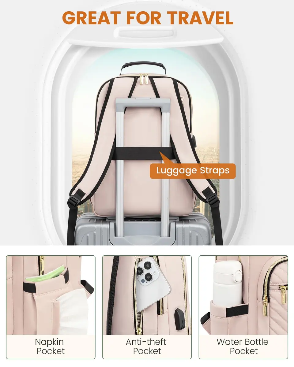 LOVEVOOK Backpack for Women, Fits 15.6" Laptop, Travel & Work, Water-Resistant, Padded Laptop Compartment - view 4