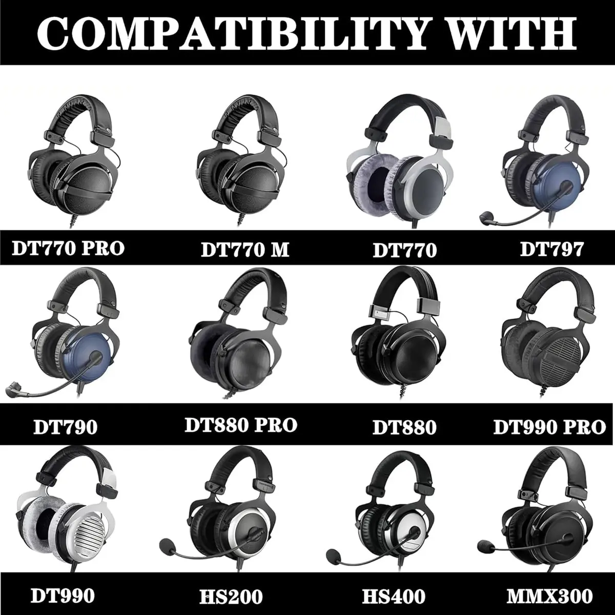 YunYiYi Replacement Earpads for beyerdynamic DT770/DT990/DT880 Headphones | Memory Foam, Grey, 100mm Diameter - view 2