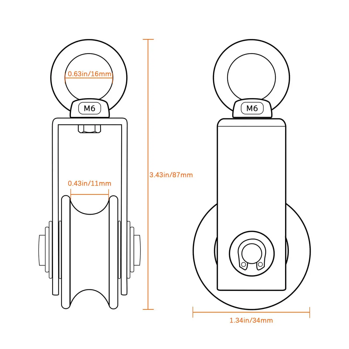 SHINICO Swivel Pulley Wheel Stainless Steel with 2 Bearings, 250kg (551lb) Load Capacity | Rope Pulley for Gym, Clothesline, Systems - view 2