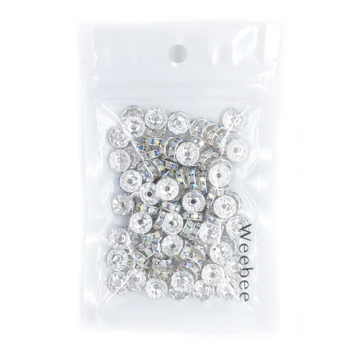 Weebee 100Pcs Rondelle Spacer Beads for Jewelry Making, Rhinestone Beads 4mm-10mm | Czech Crystal & Copper - view 5
