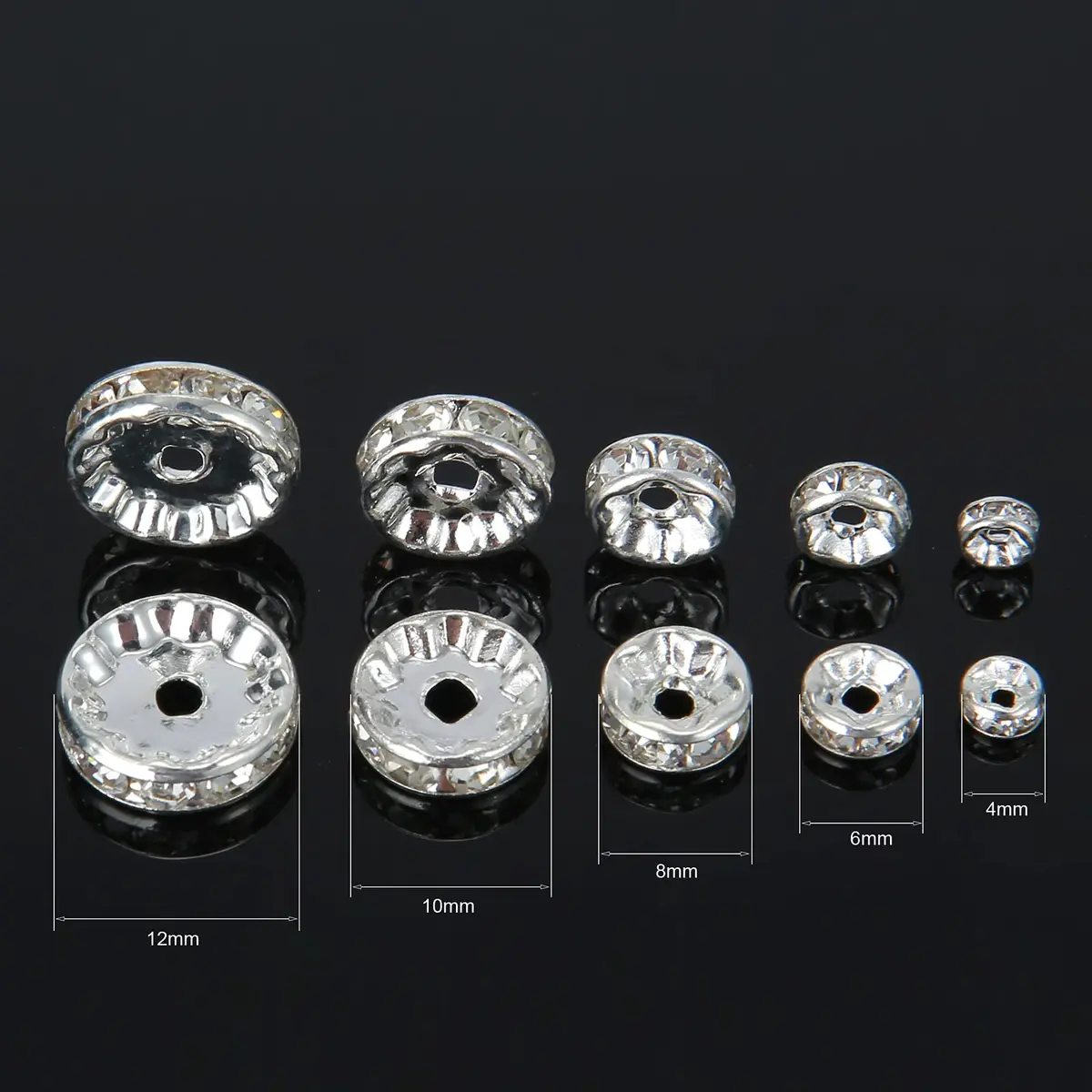Weebee 100Pcs Rondelle Spacer Beads for Jewelry Making, Rhinestone Beads 4mm-10mm | Czech Crystal & Copper - view 2