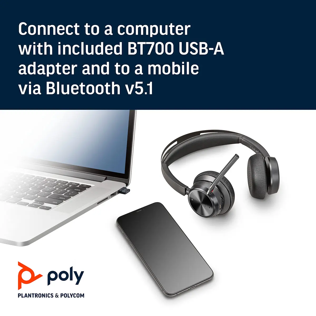 Poly Voyager Focus 2 UC USB-A Headset with Boom Mic | Active Noise Canceling, 19-Hour Talk Time - view 7