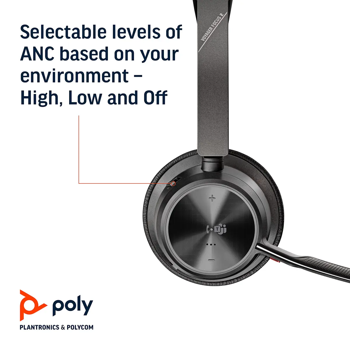 Poly Voyager Focus 2 UC USB-A Headset with Boom Mic | Active Noise Canceling, 19-Hour Talk Time - view 3