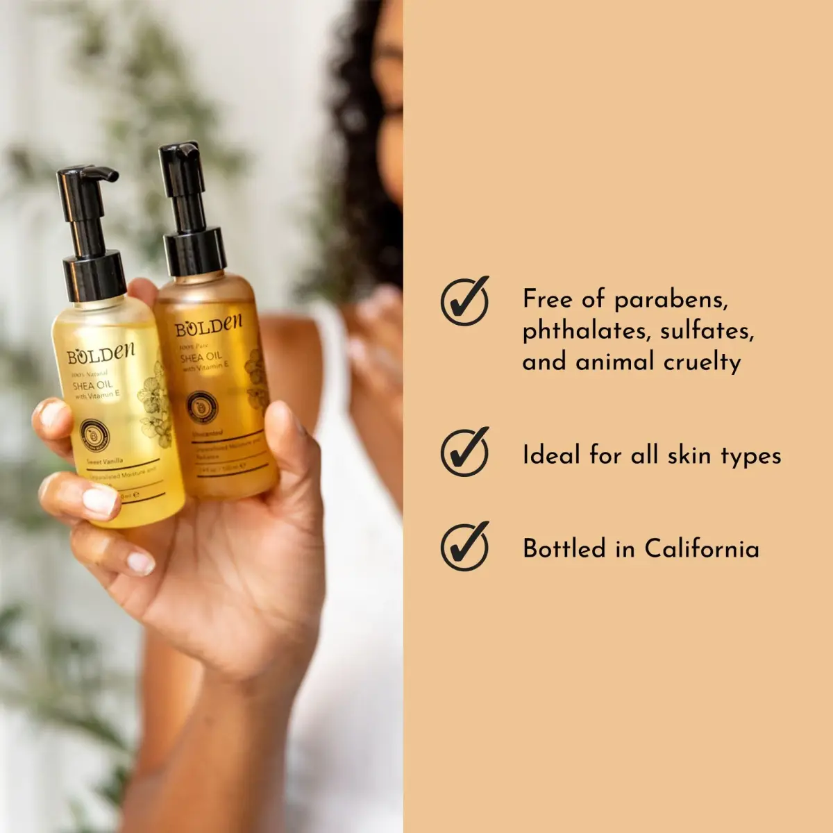 BOLDEN Shea Oil with Vitamin E | 100% Natural | 100 ml (3.4 fl oz) | Fragrance-Free for Skin & Hair - view 5
