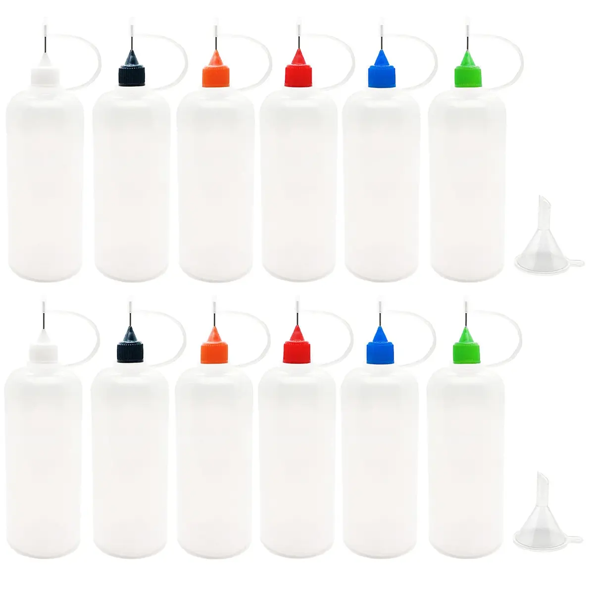 MYYZMY 12 Pcs 4 Ounce Precision Tip Applicator Bottles | Multi-Color Lids for Crafting & DIY - main product image