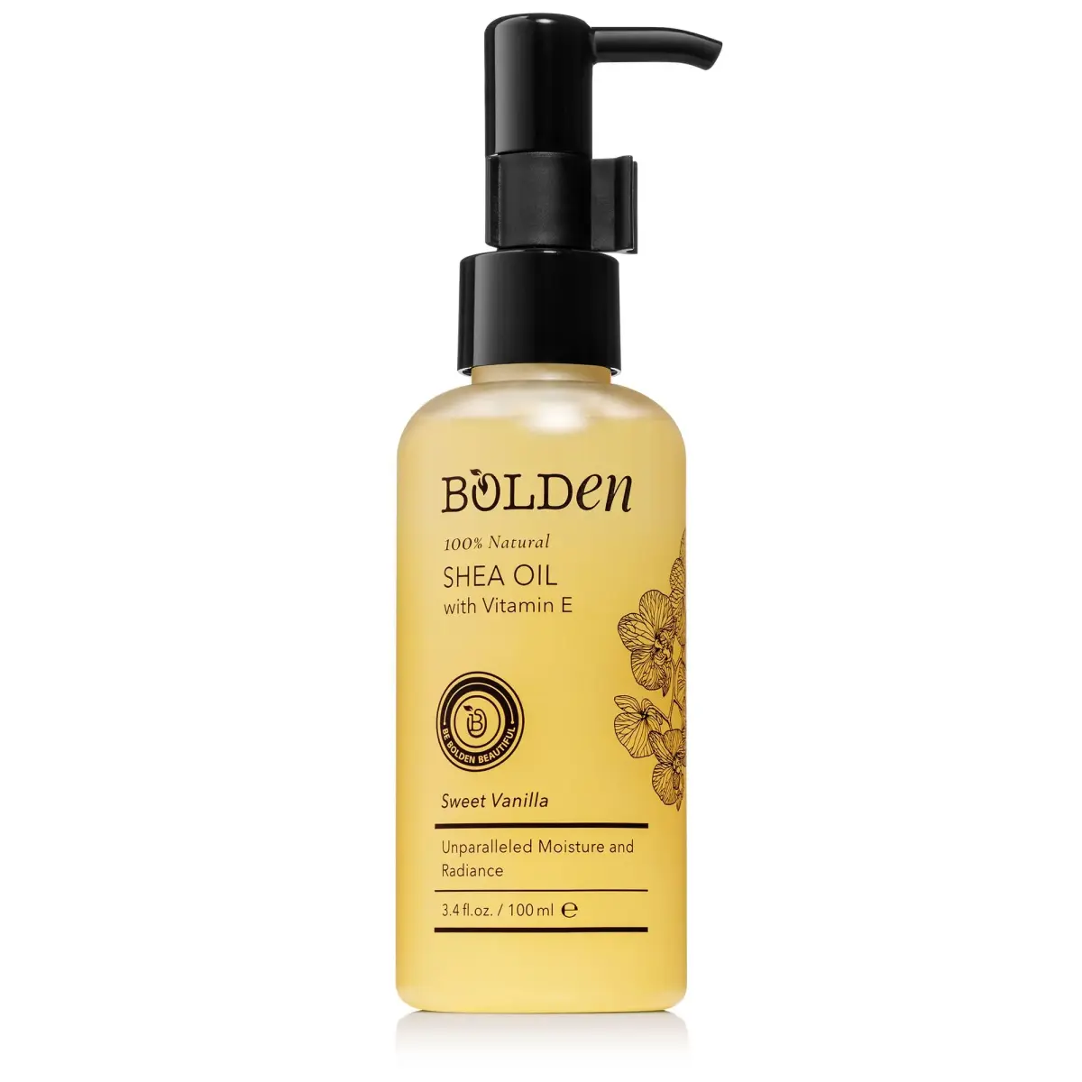 BOLDEN Sweet Vanilla Shea Body Oil with Vitamin E 100ml (3.4 Fl Oz) | Natural Moisture for Dry Skin - main product image