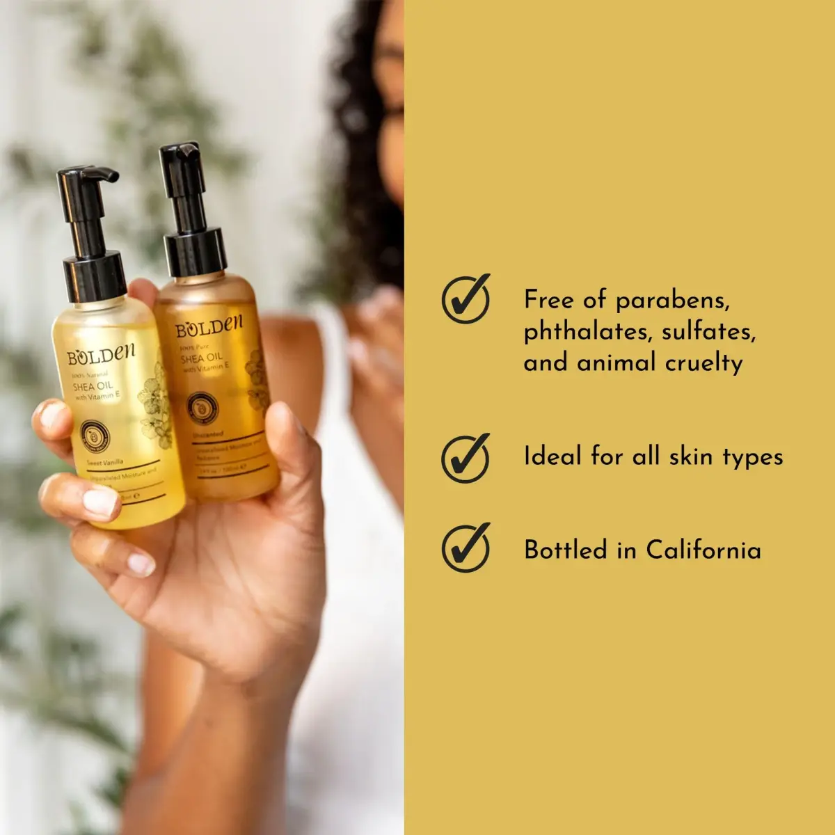 BOLDEN Sweet Vanilla Shea Body Oil with Vitamin E 100ml (3.4 Fl Oz) | Natural Moisture for Dry Skin - view 5