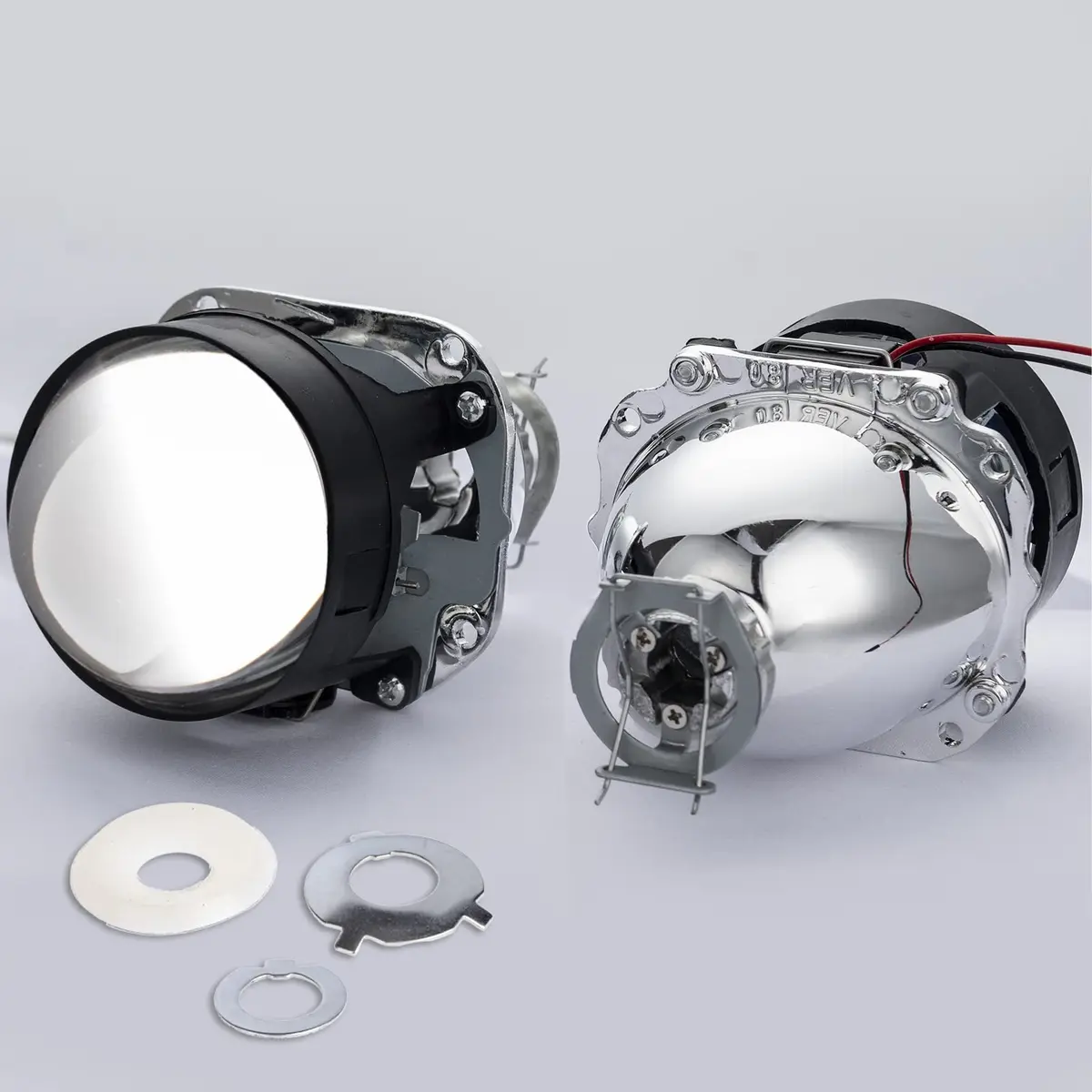 YUFANYA 2.5Inch Mini Projector Lens with Silver Shrouds | High/Low Beam Fit for H1 H4 H7 Car Motorcycle Retrofit - view 4