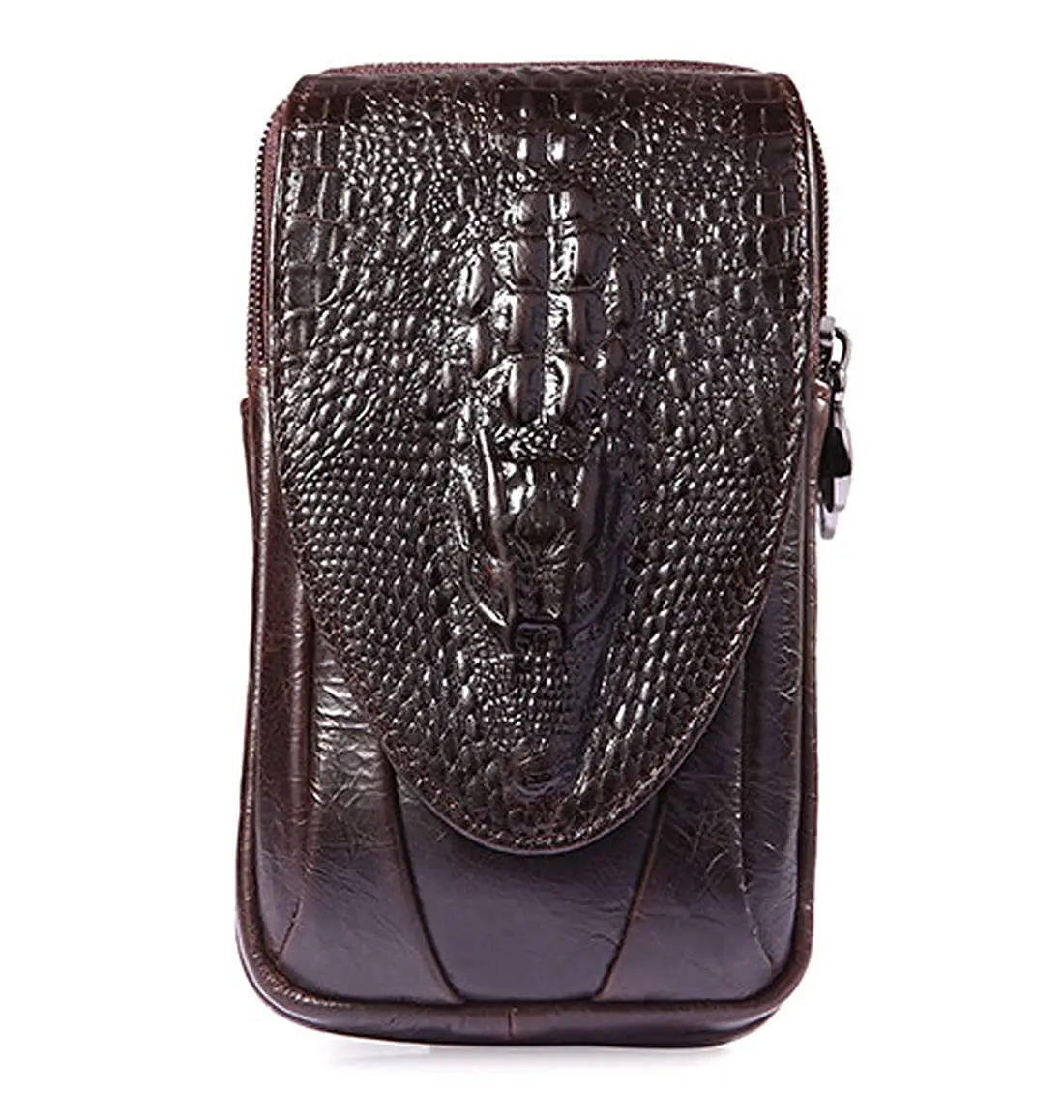Hebetag Crocodile Leather Phone Belt Bag Waist Pack 10cm x 18cm | Vintage Style for Travel & Outdoor - main product image
