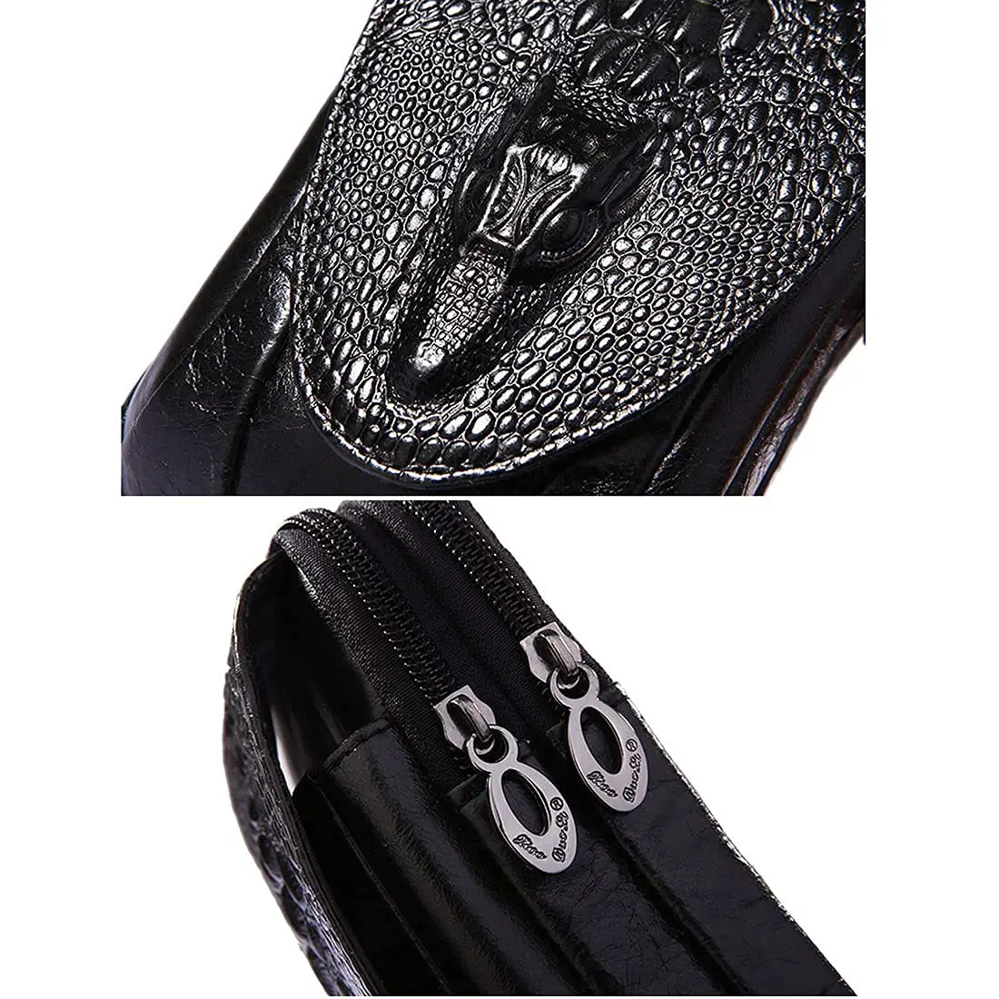 Hebetag Crocodile Leather Phone Belt Bag Waist Pack 10cm x 18cm | Vintage Style for Travel & Outdoor - view 4