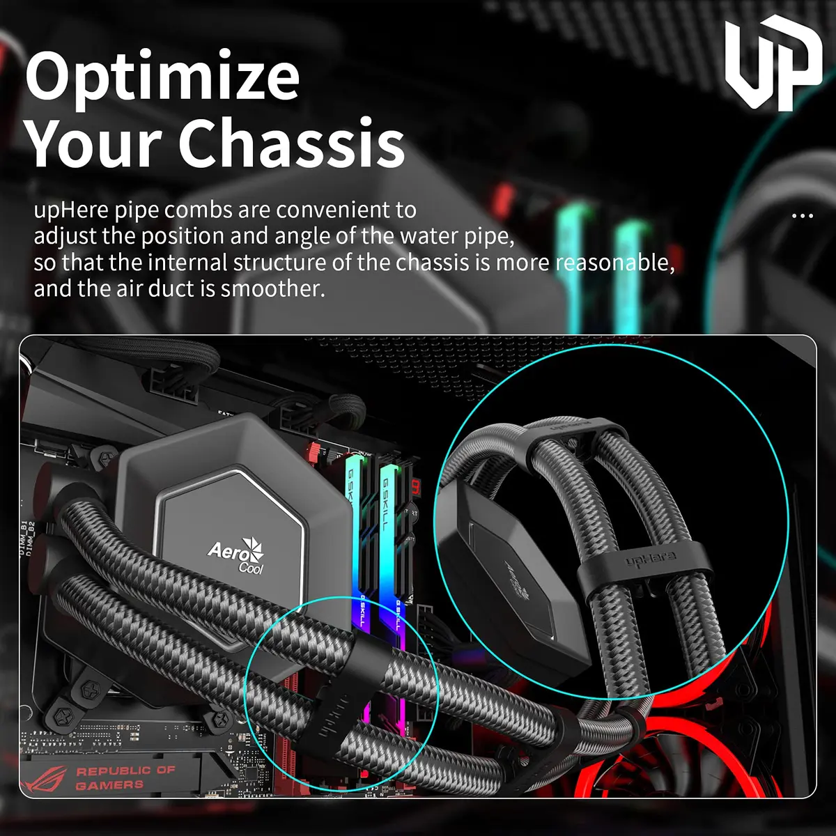 upHere Water Cooling Pipe Buckle Set 8 pcs | Compatible for Tubes Up to 13mm, Black - view 5