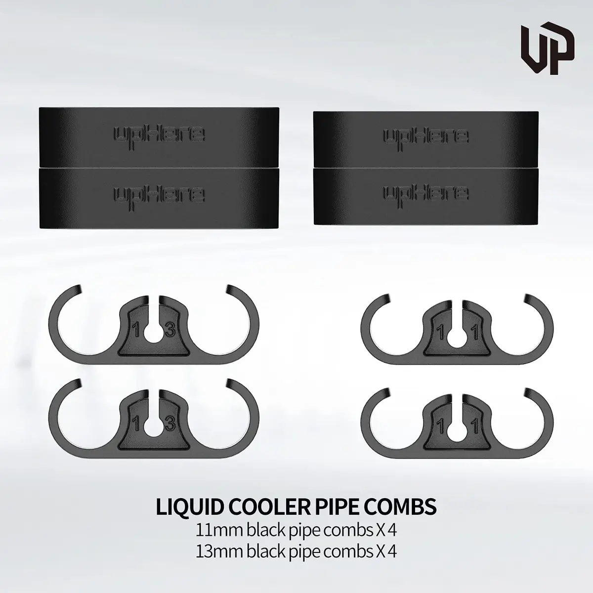 upHere Water Cooling Pipe Buckle Set 8 pcs | Compatible for Tubes Up to 13mm, Black - view 2