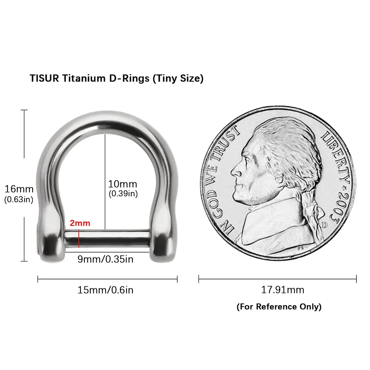TISUR Small Titanium D Key Rings Key Chains Rings for Car Key Fob | Lightweight Durable Car Accessory - view 2