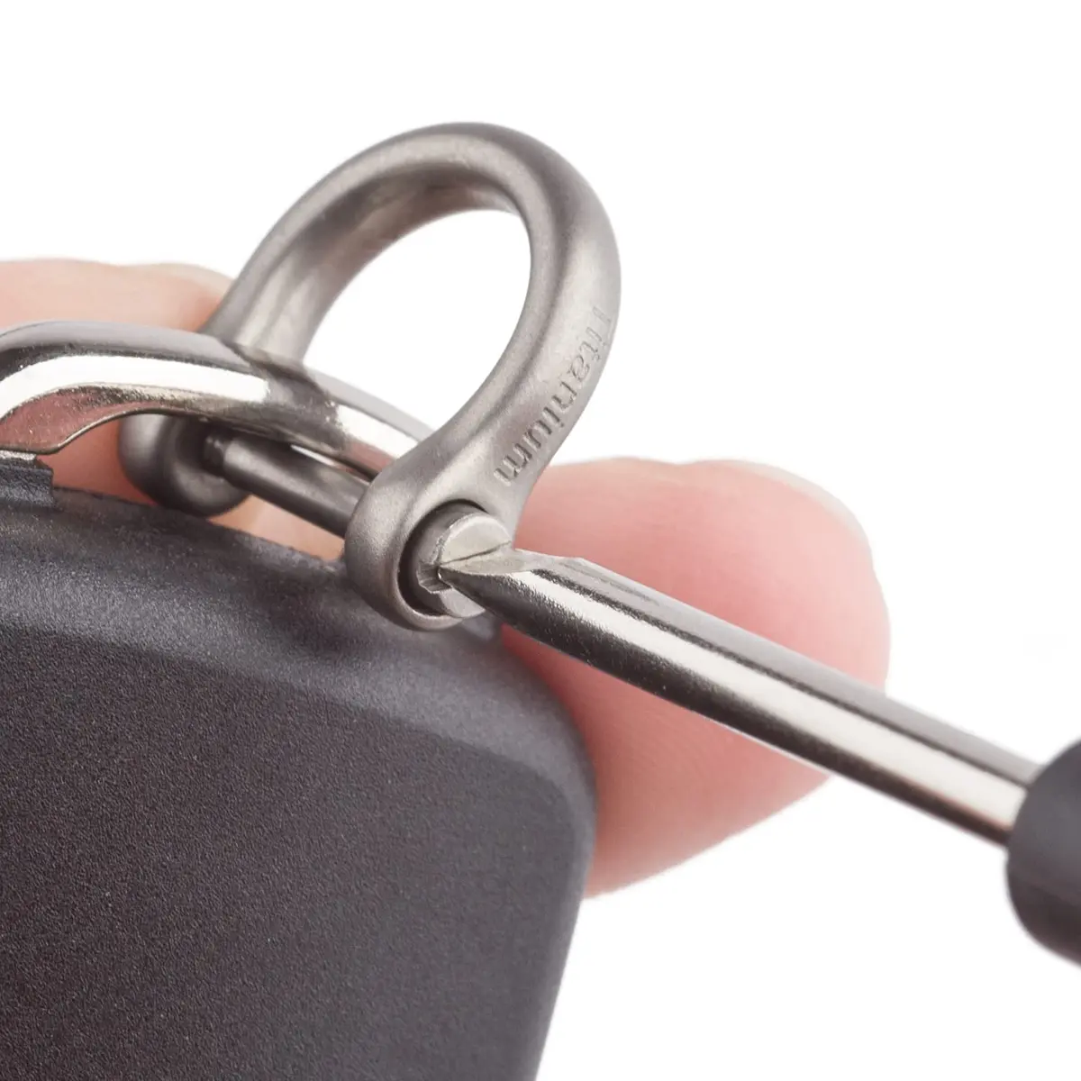TISUR Titanium D-Ring Keychain with Screw Shackle, U Shape Key Chains Rings, Car Keys Tools, DIY Leather Craft Purse/Wallet Buckle (Matte, Small) | Forged Titanium Alloy - view 4