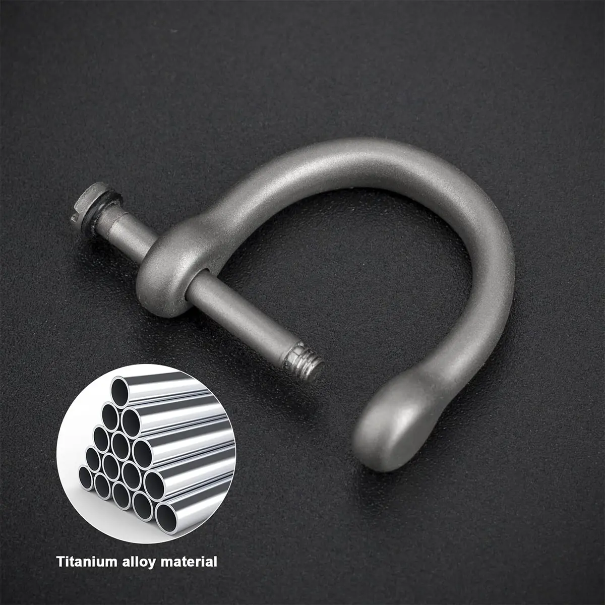 TISUR Titanium D-Ring Keychain with Screw Shackle, U Shape Key Chains Rings, Car Keys Tools, DIY Leather Craft Purse/Wallet Buckle (Matte, Small) | Forged Titanium Alloy - view 3