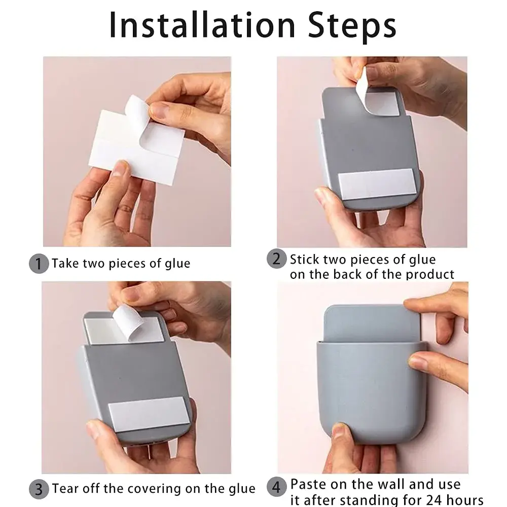 LVYOUIF Grey Remote Control Holder 3 Pack | Wall Mount Organizer for Home Office School Supply Storage - view 4