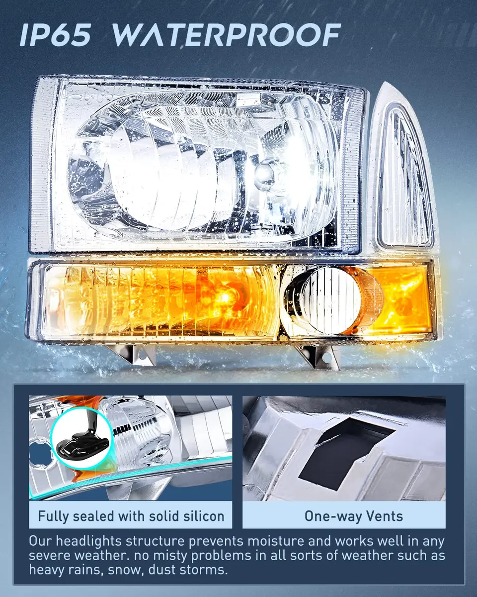 Nilight Vehicle Light Assembly 1999-2004 | Chrome Housing with Amber Corner, Clear Lens, 12V, 20W - view 5