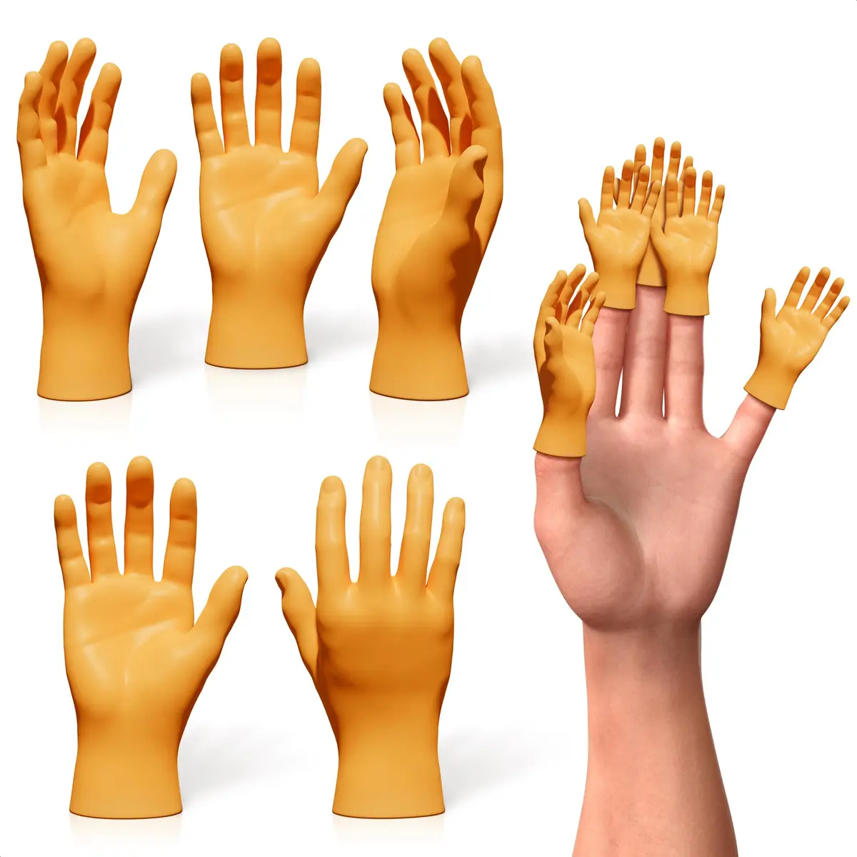 DIMROM Tiny Hands for Fingers | Whimsical Rubber Finger Puppets for Gags & Pranks (3 x 1.5 inches, 10 pcs) - main product image