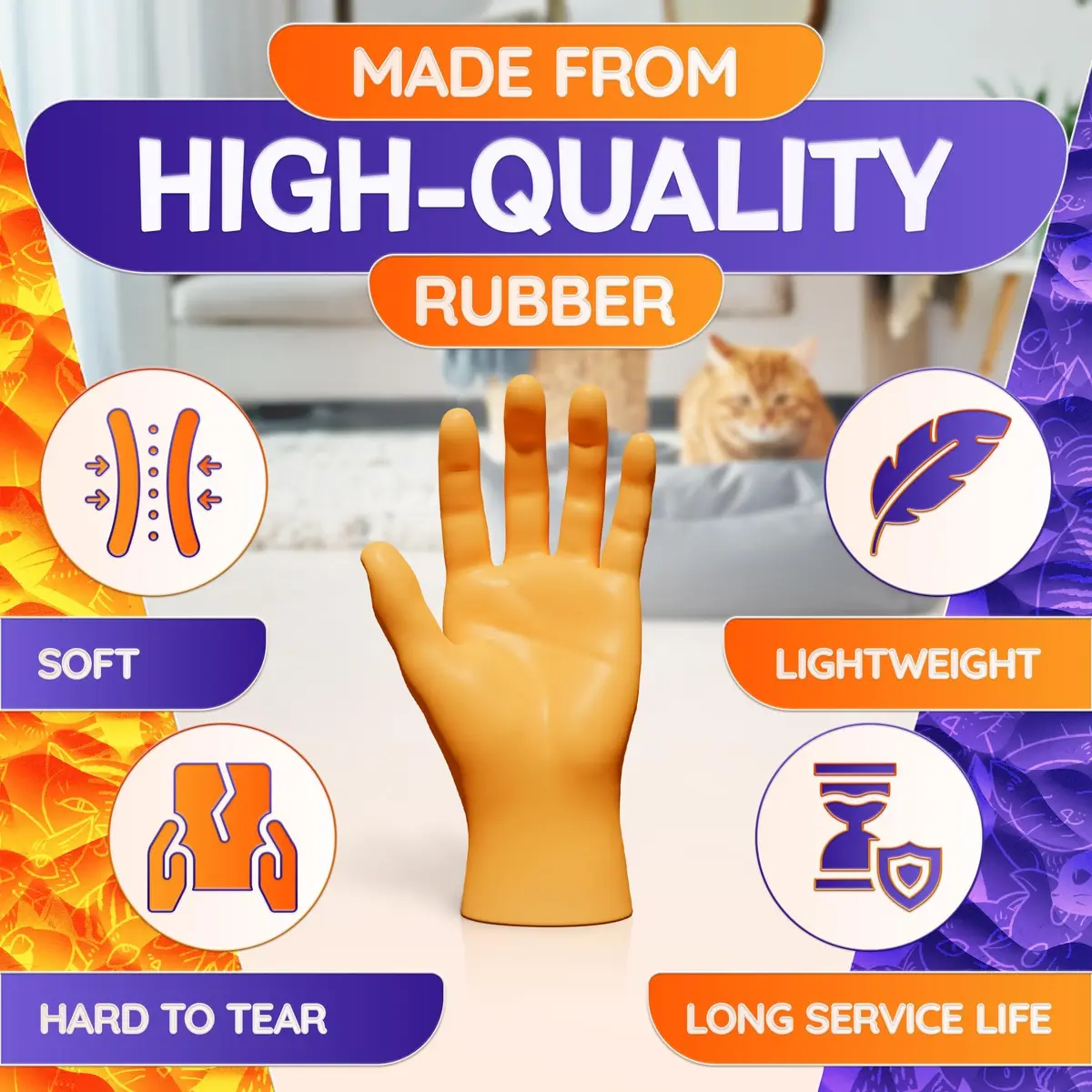 DIMROM Tiny Hands for Fingers | Whimsical Rubber Finger Puppets for Gags & Pranks (3 x 1.5 inches, 10 pcs) - view 2