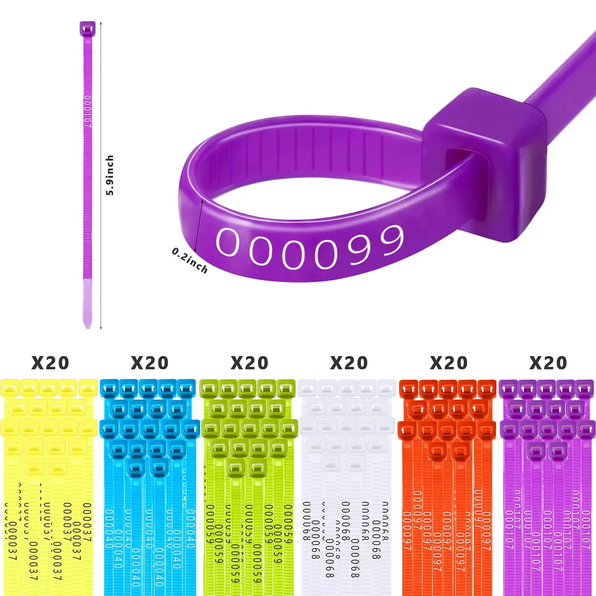 Shappy 120 Pcs Adjustable Chicken Leg Bands Numbered 1-120, 6 Colors | Bulk Farm Management & Wire Organizing - view 2