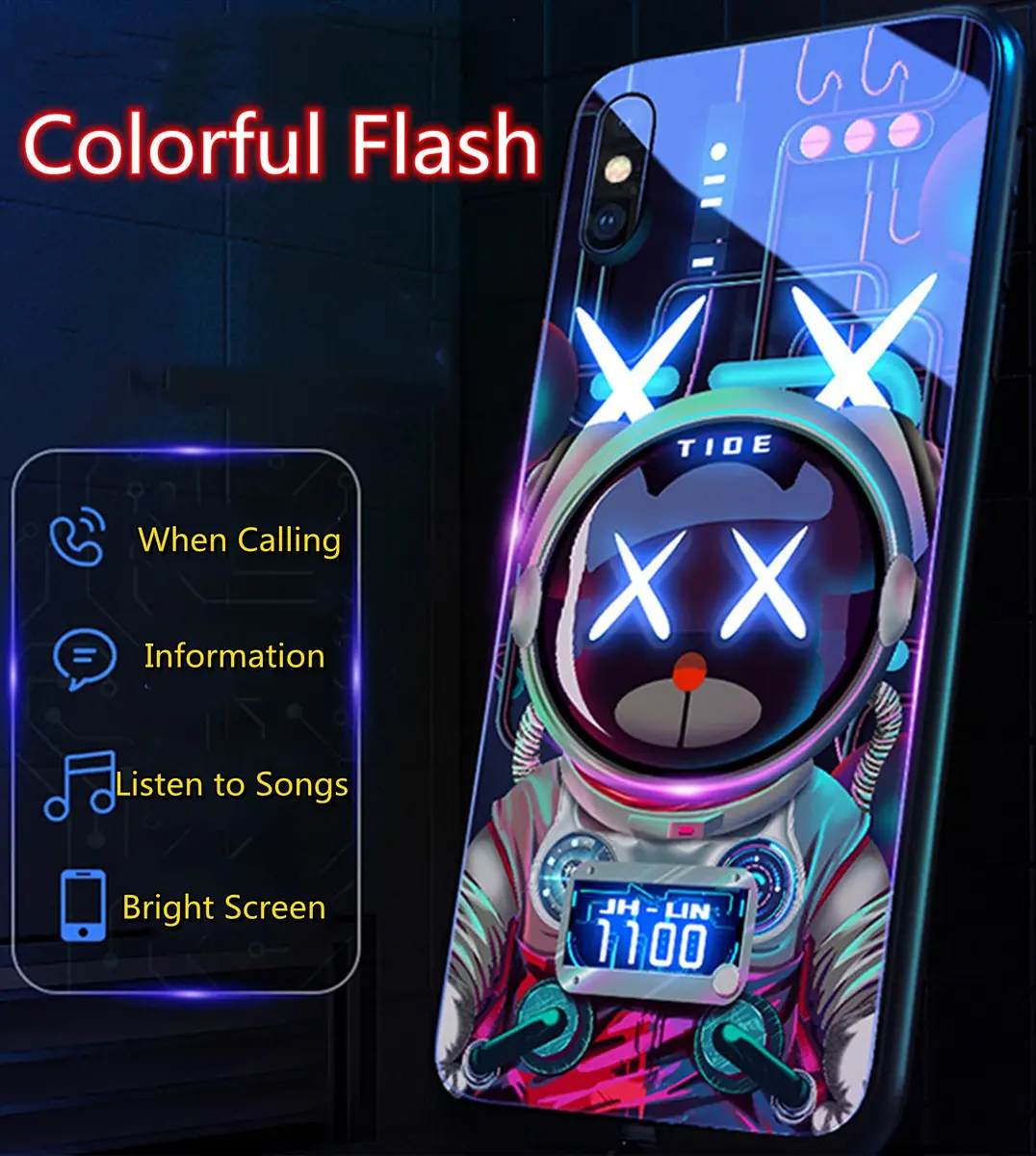 YHan iPhone 12 Pro Max 6.7-inch Colorful Luminous Tempered Glass Case | Voice Control Call Flash - view 7