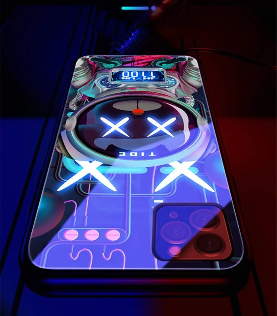 YHan iPhone 12 Pro Max 6.7-inch Colorful Luminous Tempered Glass Case | Voice Control Call Flash - view 2
