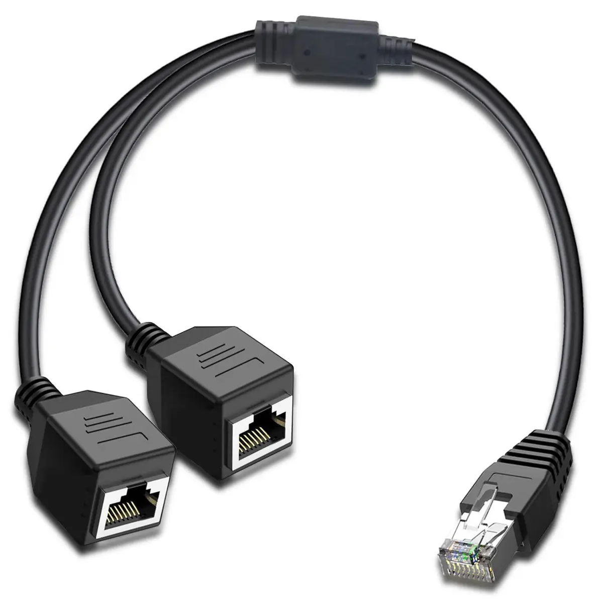 ukiism RJ45 Ethernet Splitter 1 Male to 2 Female 1ft | Connect Two Devices to One Network Port - main product image