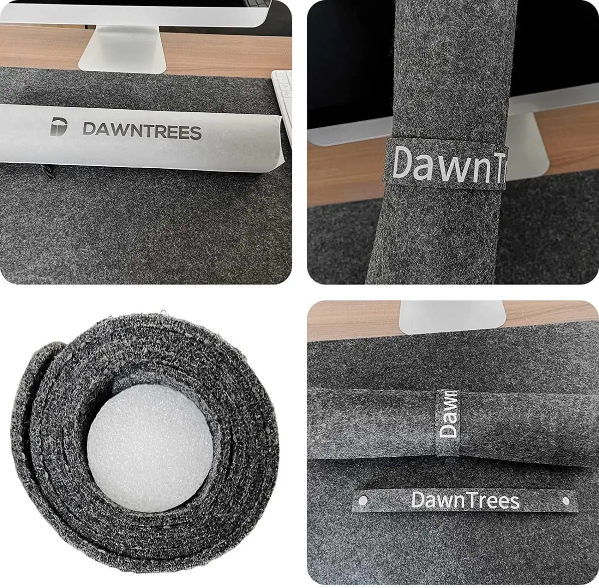 DAWNTREES Felt Desk Mat, Extra Large 36" x 16" Dark Gray | Non-Slip, Durable Desk Pad for Office & Home - view 6