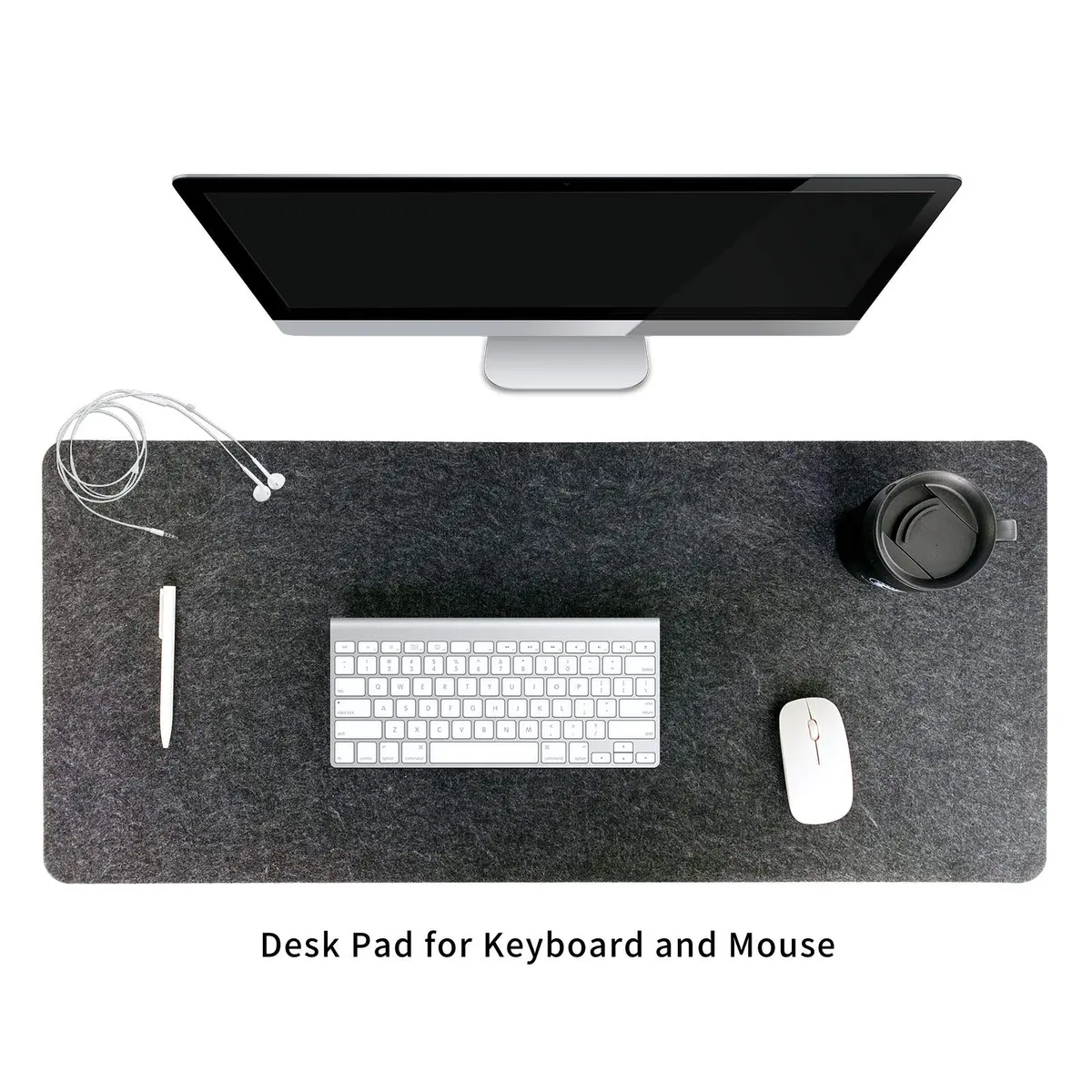 DAWNTREES Felt Desk Mat, Extra Large 36" x 16" Dark Gray | Non-Slip, Durable Desk Pad for Office & Home - view 2