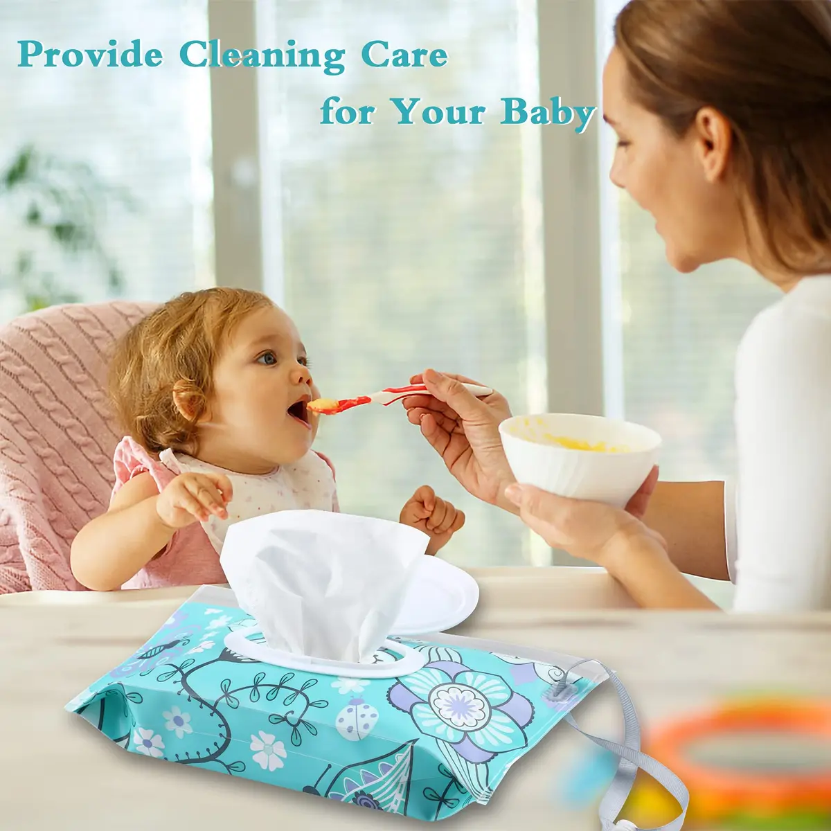 FEBSNOW 2 Pack Baby Wipe Dispenser, Reusable Portable Travel Wipe Holder (24 x 13.5 x 4 cm) - view 6