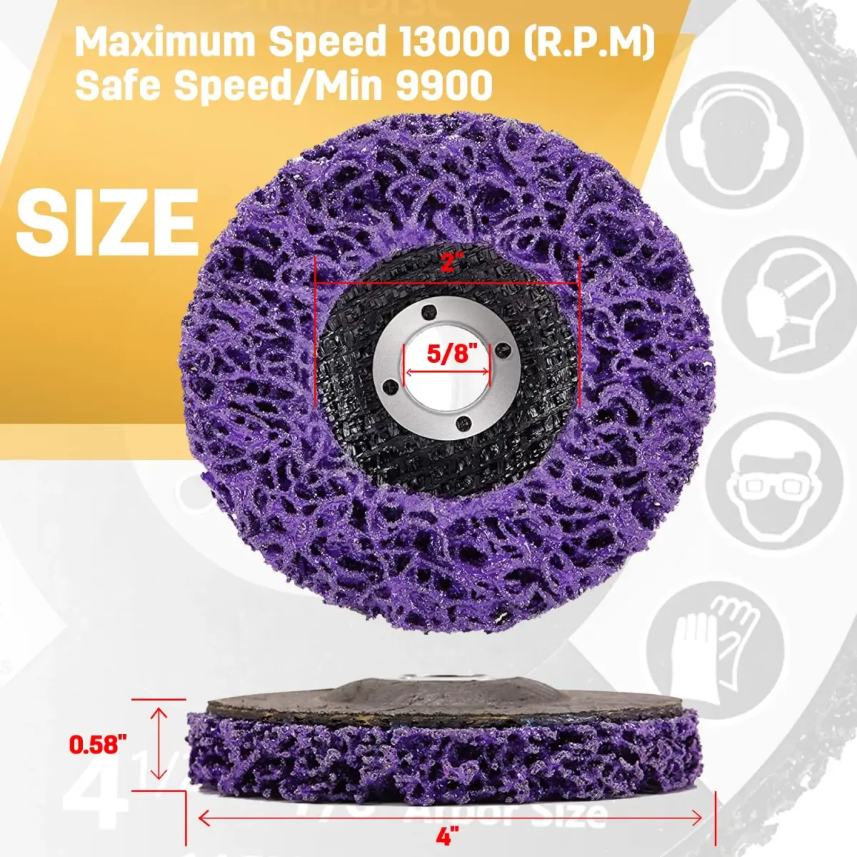 LAIWOO Strip Disc Wheel 100mm (4") x 15.875mm (5/8") | Diamond Abrasive for Paint & Rust Removal - view 2