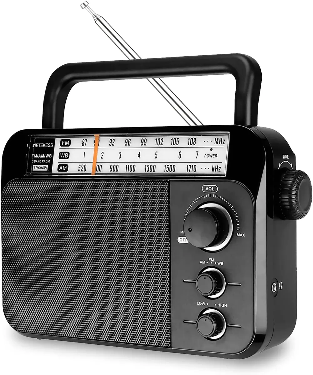 Retekess TR604W AM FM NOAA Radio, Portable Emergency Weather Radios (Black) | 22cm (8.66in) - 746g - main product image
