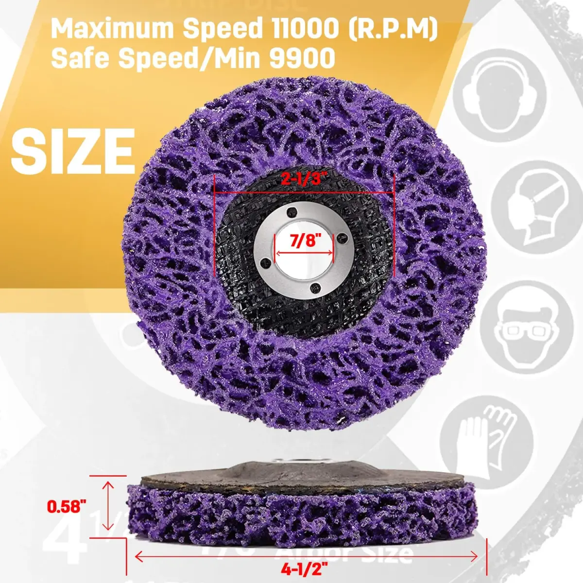 LAIWOO Strip Disc Wheel for Angle Grinder Paint Rust Removal 4-1/2" x 7/8" (10 Pack, Purple) | Diamond Abrasive for Metal Surface Prep - view 2