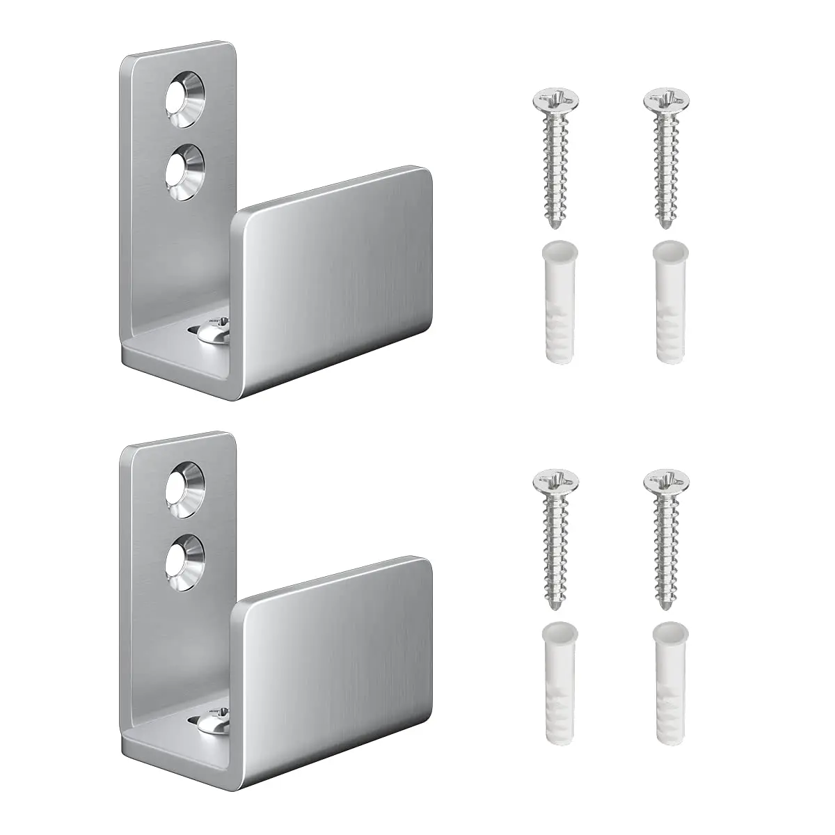 SMARTSTANDARD 2 Pack Adjustable U Shape Barn Door Floor Guides, Silver | Stainless Steel, Flat Bottom Design, Easy Install - main product image