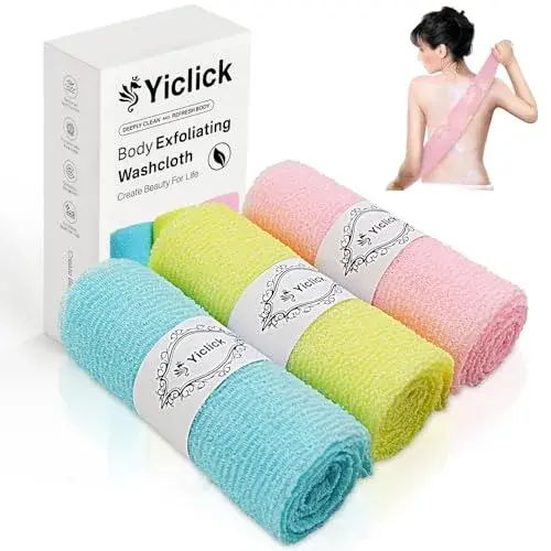 Yiclick Exfoliating Washcloth Towel 3-Pack | Back Scrubber for Shower Bath Washer - main product image