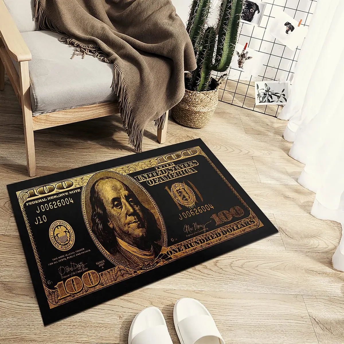 GUBIYU Black Bathroom Rug Runner - Money Bills Design, Non-Slip, Water Absorption, Modern Style, 60cm x 90cm - view 4